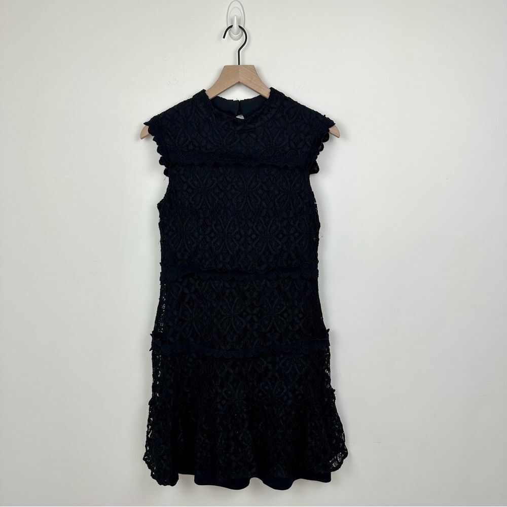 Julia Jordan Black Lace Overlay Sleeveless High Neck A Line Dress, 8